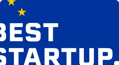 A blue sign that says best start up.